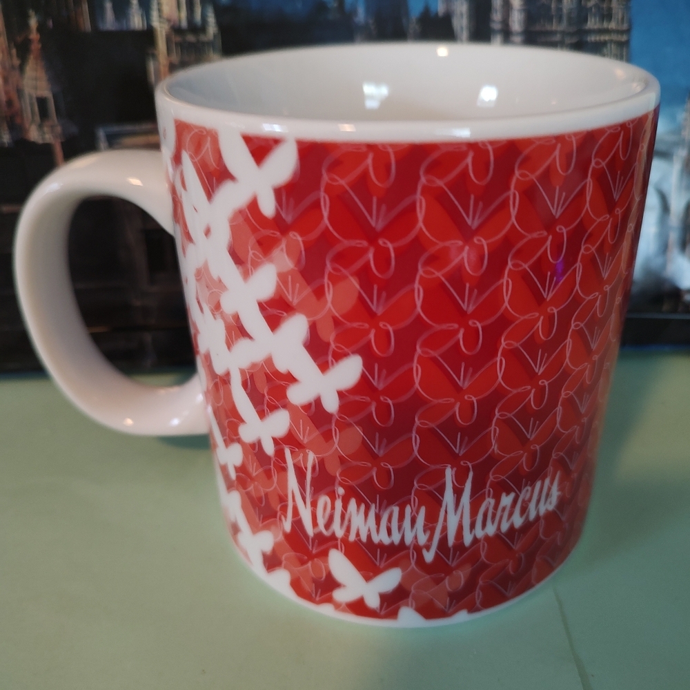 Neiman Marcus Red and White Ceramic Mug for Dining